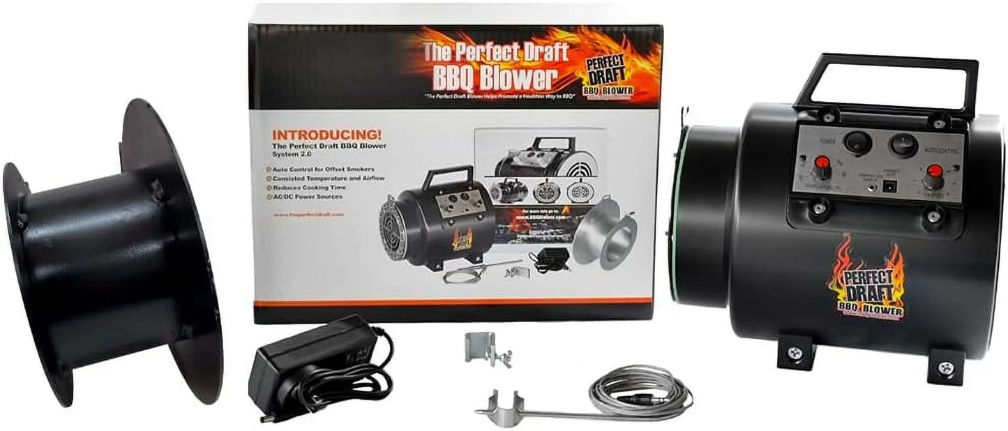 Perfect Draft BBQ Blower 4.0 for Offset Smoker Grill - Designed in Texas, Patented in the USA - Battery Powered BBQ Fan for Outdoor Barbecue